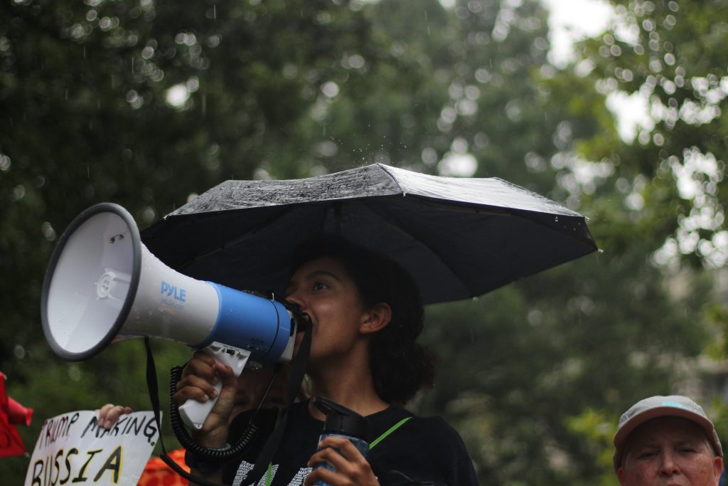 Women with megaphone